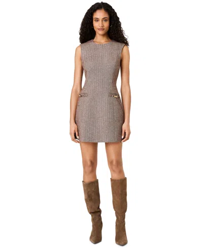 French Connection Women's Herringbone Sleeveless A-line Mini Dress In Purple