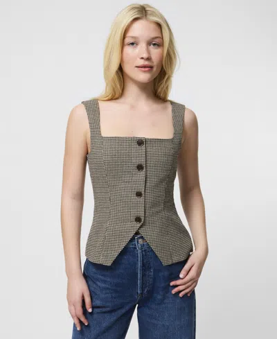 French Connection Women's Houndstooth Square-neck Top In Multi