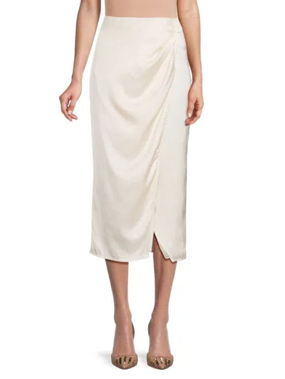 French Connection Women's Inu Satin Midi Skirt In Classic Cream
