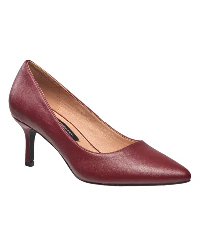 French Connection Kate Womens Faux Suede Vegan Pumps In Burgundy- Faux Leather