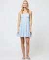 French Connection Kiva Tiered Mini Dress In Icy Blue Multi