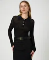 French Connection Henley Top In Black
