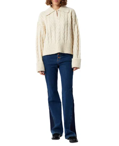 French Connection Women's Kyla Cable-knit Sparkle Sweater In Porcelain Cream
