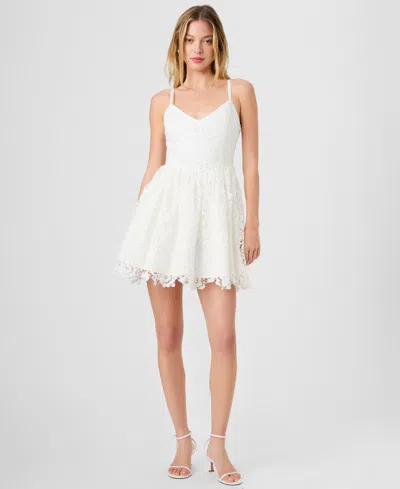 French Connection Structured Lace Ballerina Mini Dress In White