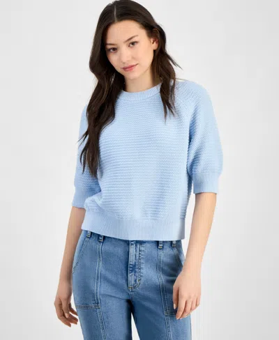 French Connection Women's Lily Cotton High Neck 3/4-sleeve Knit Sweater In Linen White