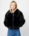 French Connection Rena Faux Fur Crop Jacket In Black