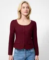 French Connection Women's Long Sleeve Poplin Top In Burgundy