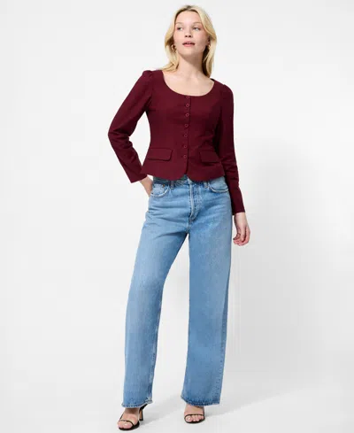 French Connection Women's Long Sleeves Poplin Top In Brown