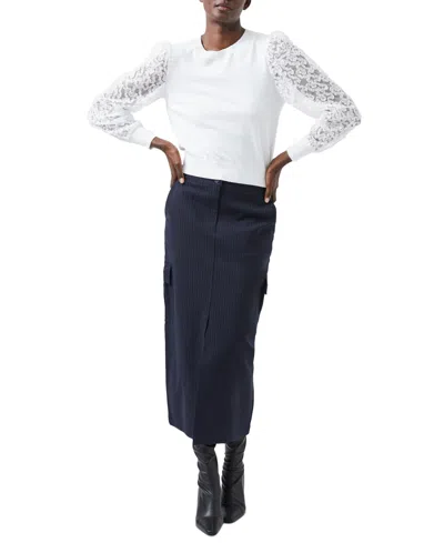 French Connection Women's Luvvy Contrast-sleeve Sweater In Winter White