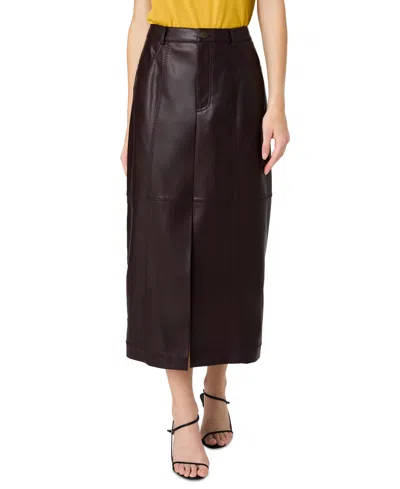 French Connection Madeline Faux Leather Midi Skirt In Brown