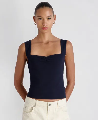 French Connection Maisie Jersey Knit Ruched Front Tank In Black