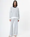 French Connection Marley Striped Knit Wide Leg Pants In White