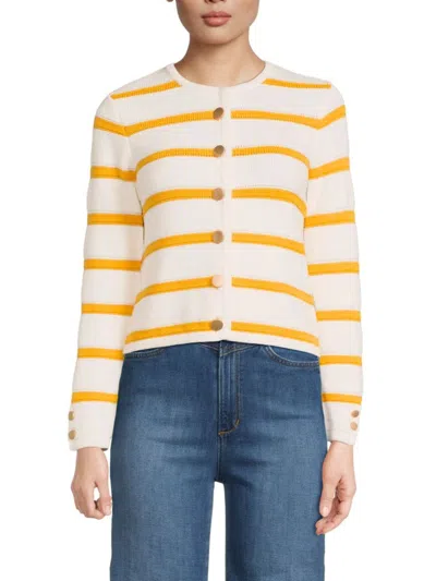 French Connection Women's Marloe Striped Cardigan In Summer White