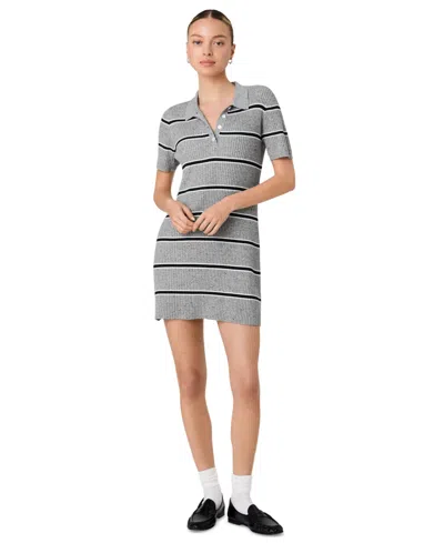 French Connection Mason Varsity Stripe Knit Minidress In Gray