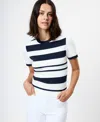 French Connection Maxime Stripe Short Sleeve Top In White