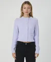 French Connection Lurex Tweed Cardigan In Lavender,silver Lurex