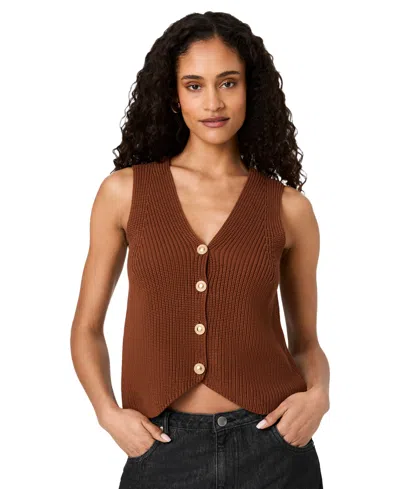 French Connection Women's Mozart V-neck Sleeveless Rib Knit Vest In Brown