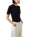 French Connection Mozza Short Sleeve Sweater In Blackout In Blackout