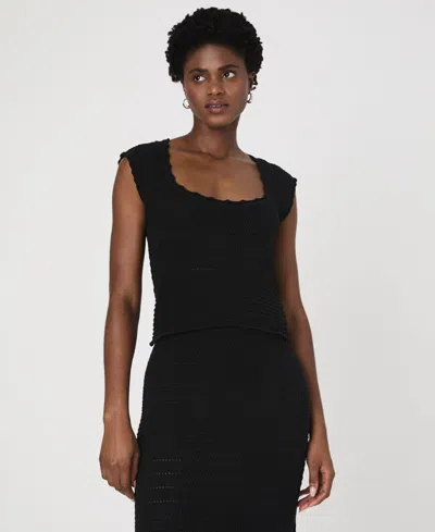 French Connection Women's Nellis Cotton Collage Short Sleeve Top In Black
