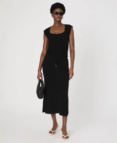 French Connection Women's Nellis Cotton Side-slit Skirt In Black