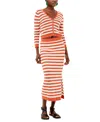 French Connection Nesta Stripe Cardigan Rosewood-cream In Rosewood,cream