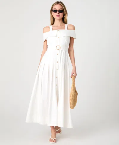 French Connection Women's Off-the-shoulder Midi Shirtdress In White