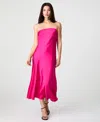 French Connection Oona Satin Strapless Midi Dress In Cerise Pink