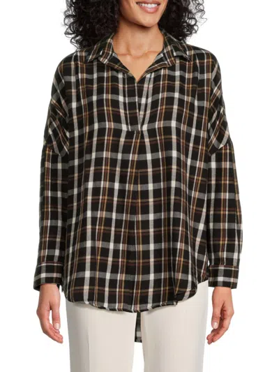 French Connection Women's Panita Plaid Collared Shirt In Dark Check