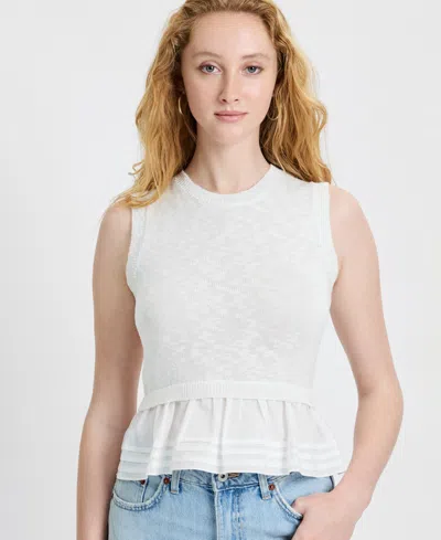 French Connection Pascale Mixed Media Sleeveless Sweater In White