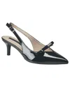 French Connection Quinny Slingback Kitten Heel In Black Patent