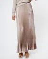 French Connection Marielle Pleated Metallic Satin Maxi Skirt In Neutral