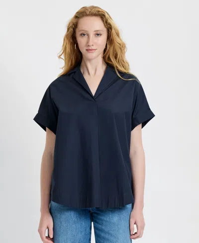 French Connection Women's Poplin Collared Top In Blue