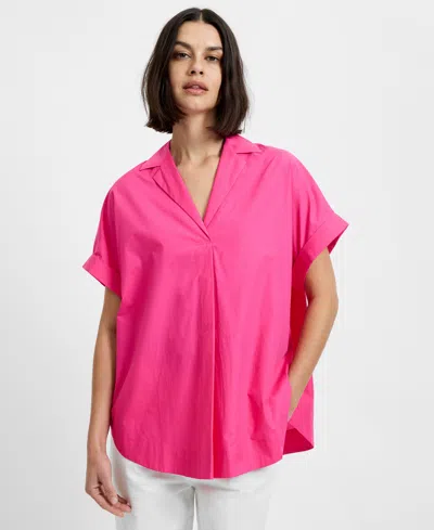 FRENCH CONNECTION WOMEN'S POPLIN COLLARED TOP