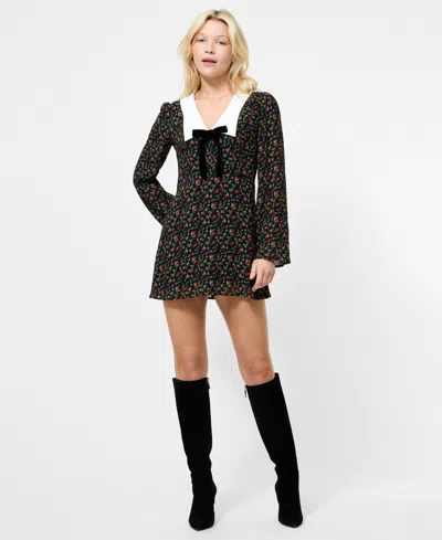 French Connection Women's Printed Long Sleeve Mini Dress In Black