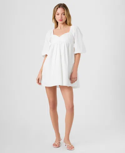 French Connection Women's Puff-sleeve Sweetheart Neck Mini Dress In White