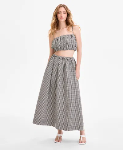 French Connection Women's Pull-on Gingham Midi Skirt In Multi