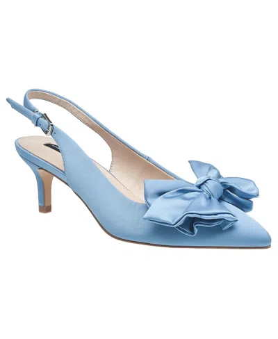 French Connection Women's Quinn Satin Bow Kitten Pump In Blue