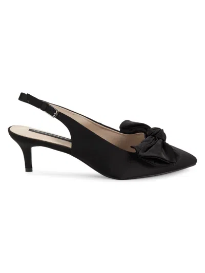 French Connection Women's Quinn Satin Bow Slingback Pumps In Black