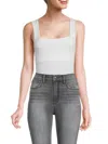 French Connection Rallie Square Neck Stretch Cotton Bodysuit In Linen White