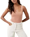 French Connection Rallie Square Neck Stretch Cotton Bodysuit In Mocha Mousse