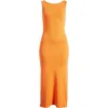 French Connection Rassia Organic Rib Slash Dress In Orange In Orange