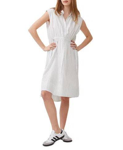 French Connection Women's Rhodes Cotton Poplin Swing Dress In White,cashmere Blue