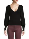 French Connection Women's Ribbed Knit Balloon Sleeve Sweater In Black