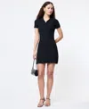 French Connection Crinkle Knit Polo Minidress In Black