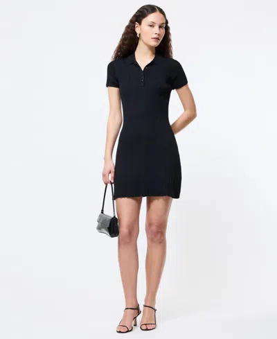 FRENCH CONNECTION WOMEN'S RIBBED POLO-COLLAR MINI DRESS