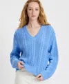 French Connection Ryland Knit Stripe Pullover Sweater In Blue Hydrangea In Blue