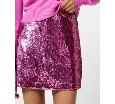 French Connection Sadie Stretch Sequin Mini Skirt In Pink