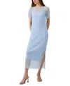 French Connection Saskia Sheer Yoke Midi Dress In Cashmere Blue