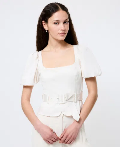 French Connection Women's Sateen Puffed-sleeve Top In Multi