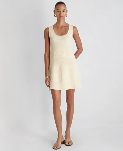 French Connection Mozart Mixed Stitch Sleeveless Minidress In Neutral